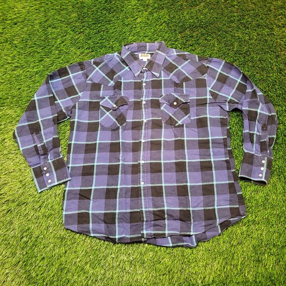 Ely Cattleman Plaid Flannel Shirt Mens XL Oversized  Fit Pearl Snap Western - Picture 1 of 4